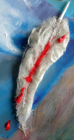 ''La plume disparue de Simorgh à Alborz'', cheveux blancs naturels, 25 cm, 2013